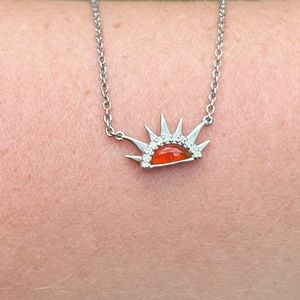 Sunrise Fire Opal & Diamond Necklace
